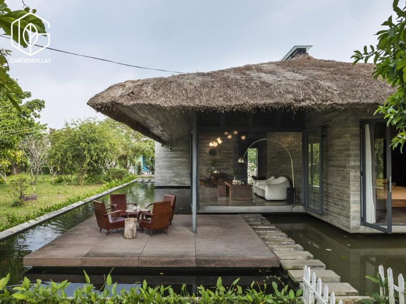 thiết kế nhà vườn có ao cá