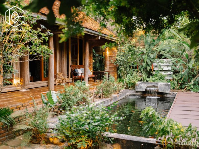 thiết kế nhà vườn có ao cá