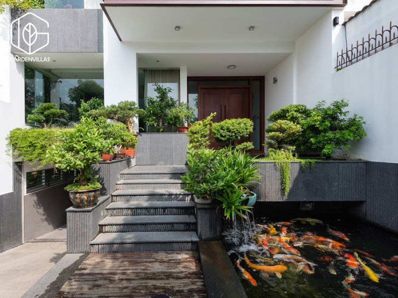 thiết kế nhà vườn có ao cá