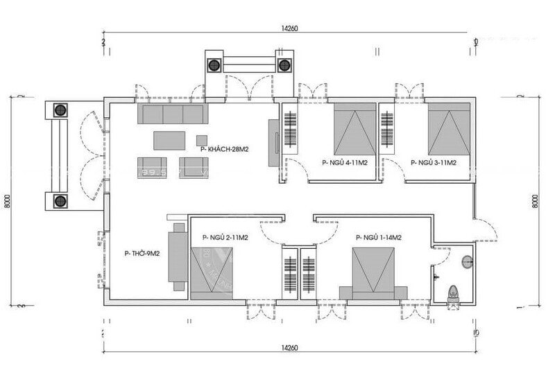 bản thiết kế nhà vườn 4 phòng ngủ