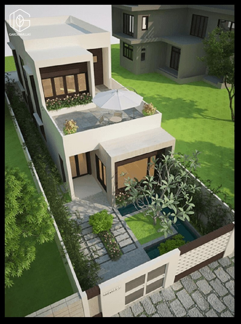 thiết kế nhà 5x20m có sân vườn