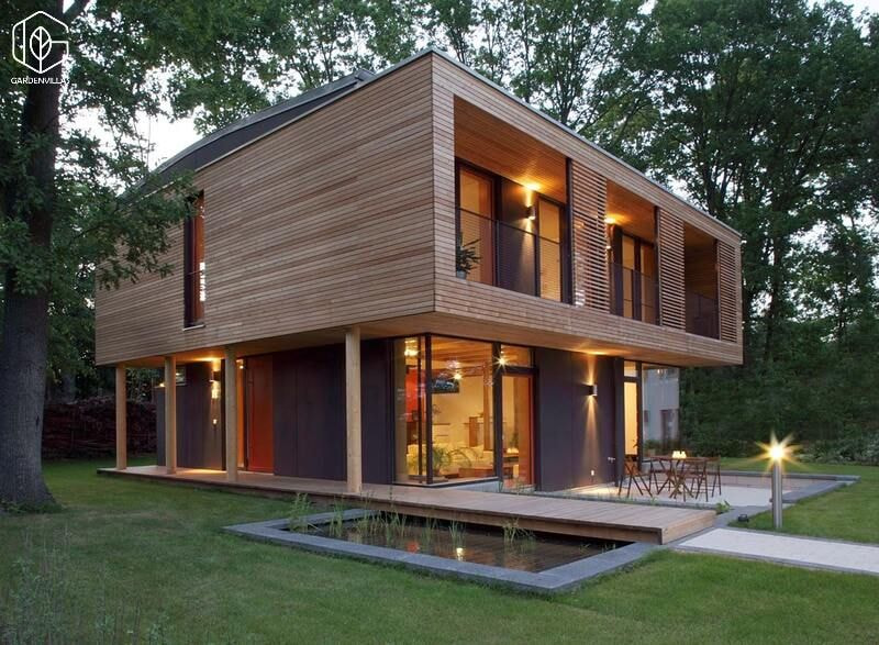 thiết kế nhà gỗ sân vườn
