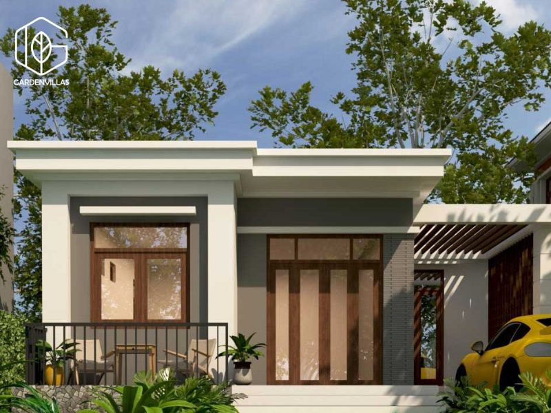 thiết kế nhà vườn 2 tầng hình chữ l