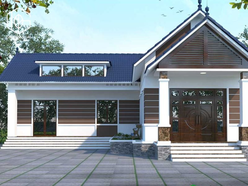 thiết kế nhà vườn 2 tầng hình chữ l