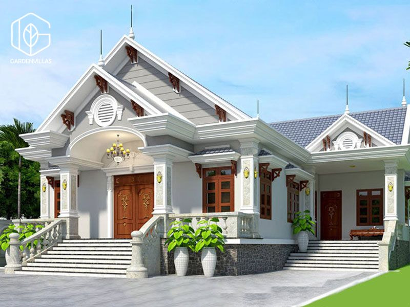 thiết kế nhà vườn 2 tầng hình chữ l