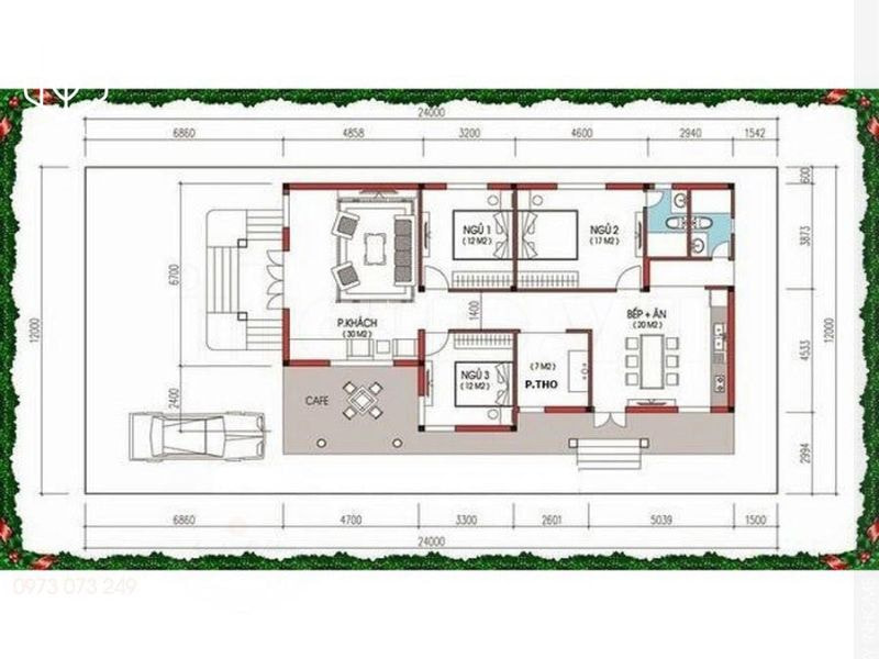 thiết kế nhà vườn 3 phòng ngủ