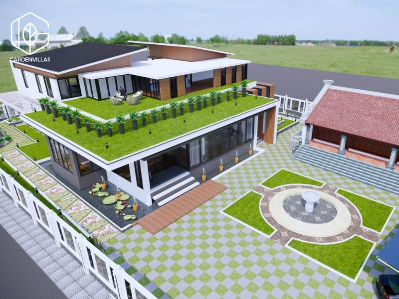 thiết kế nhà vườn 8x20