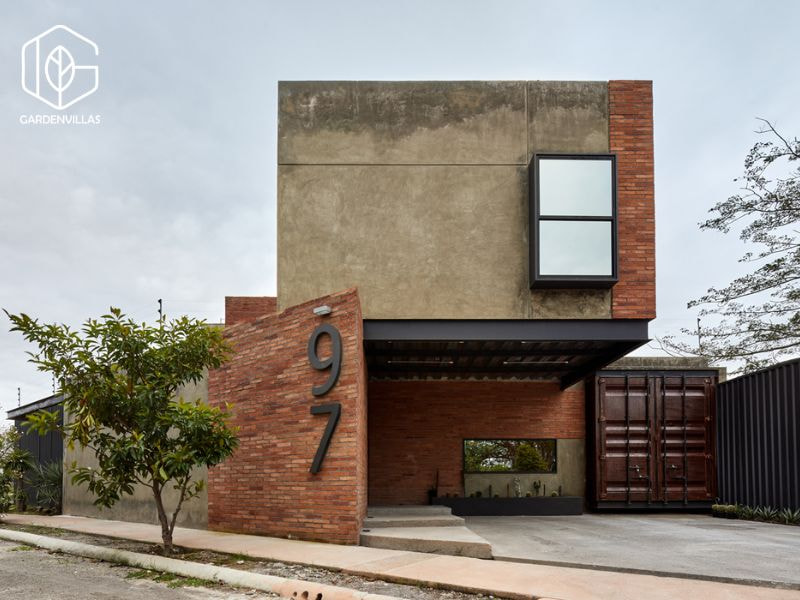 thiết kế nhà vườn đẹp xây bằng gạch đỏ
