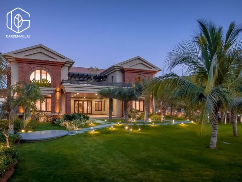 thiết kế nhà vườn đẹp xây bằng gạch đỏ