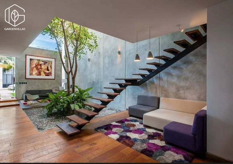 thiết kế nhà có sân vườn ở giữa