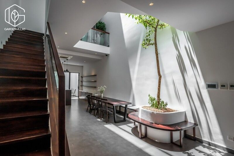 thiết kế nhà có sân vườn ở giữa