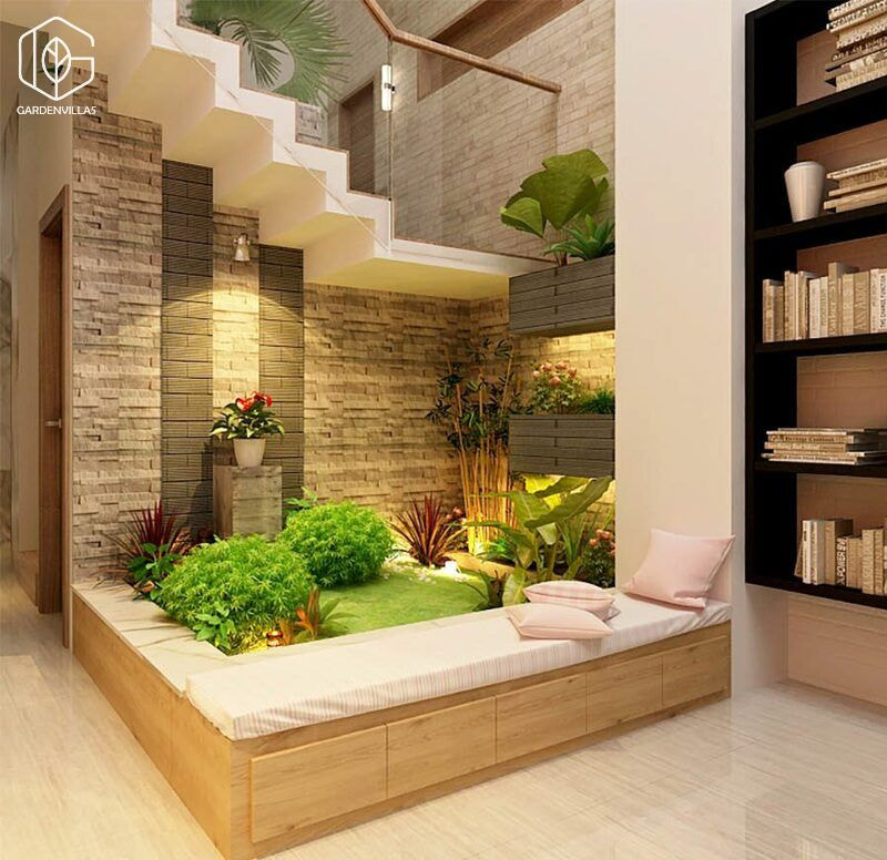 thiết kế nhà có sân vườn ở giữa