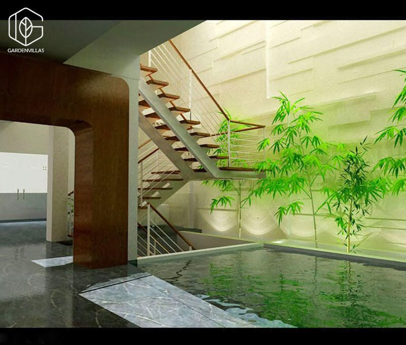 thiết kế nhà có sân vườn ở giữa