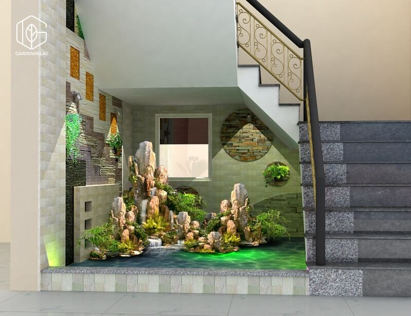 thiết kế nhà có sân vườn ở giữa