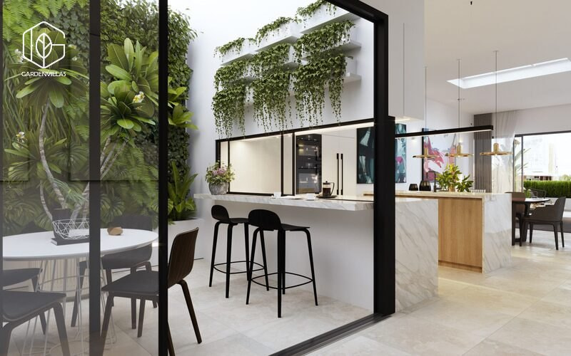 thiết kế nhà có sân vườn ở giữa