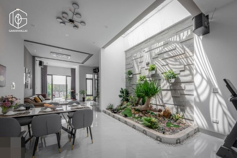 thiết kế nhà có sân vườn ở giữa