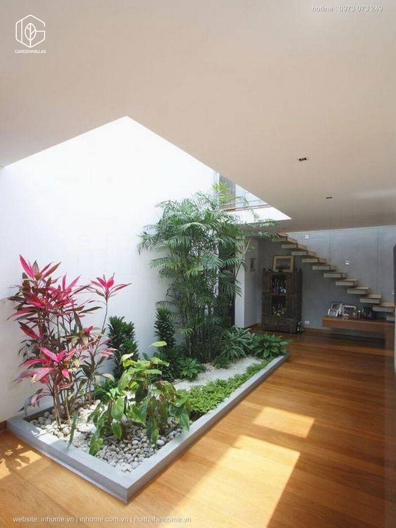 thiết kế nhà có sân vườn ở giữa